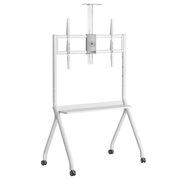 Maclean TV stand / cart, camera shelf, on casters, 55-100 , max load 120kg/10kg shelf, max. VESA 900x600, white, MC-114 W