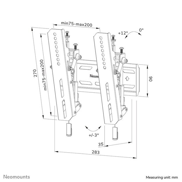 Neomounts WL35S-850BL12 TV mount wall 24-65  - tiltable - lockable - fast installation