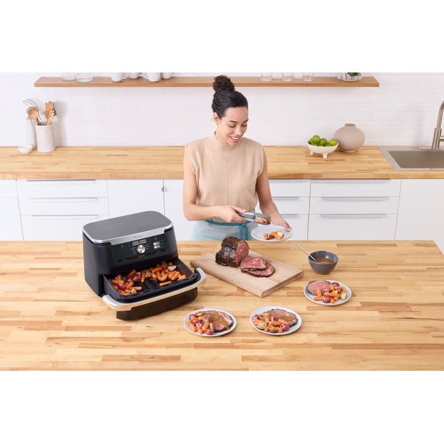 Ninja AF500EU fryer Double 10.4 L Stand-alone 2470 W Hot air fryer Black, Stainless steel
