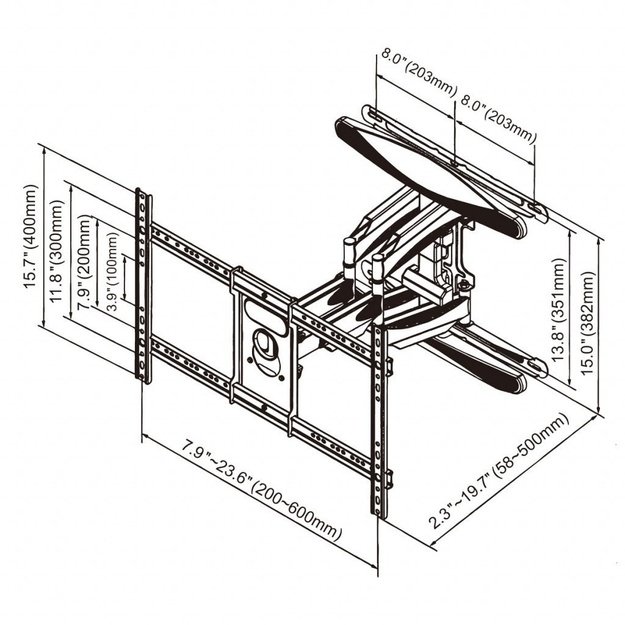 GART LCD/LED TV mount 40-75  45 kg vertical/horizontal adjustment 58-380 mm max VESA 600x400