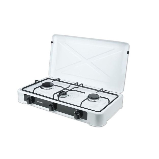 Ravanson K-03TB Black, White Countertop 60 cm Gas 3 zone(s)