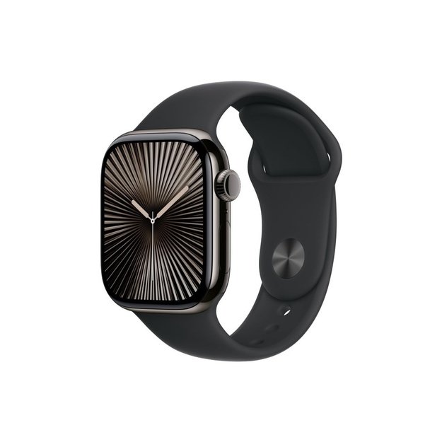 Apple Watch Series 10 GPS + Cellular 42mm Slate Titanium Case with Black Sport Band - S/M