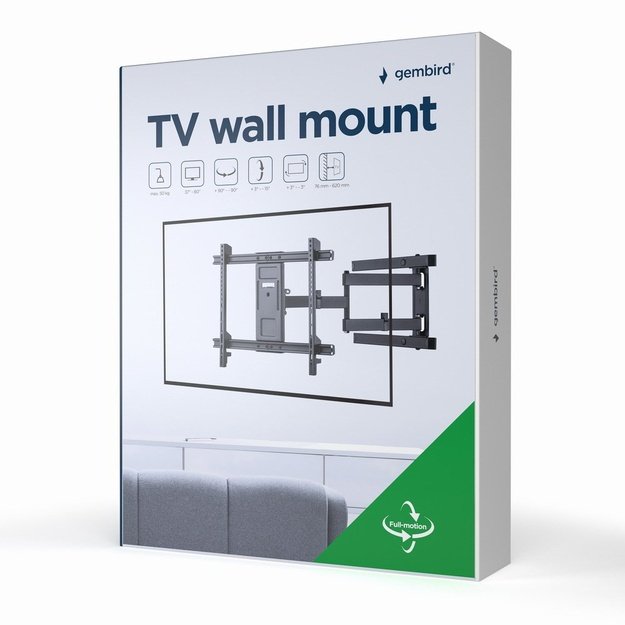 Gembird WM-80ST-05 TV wall mount (full-motion), 37  - 80   | Gembird