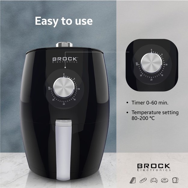 Brock AFM 3501 BK Air Fryer 3,5L 1300-1500W, Black