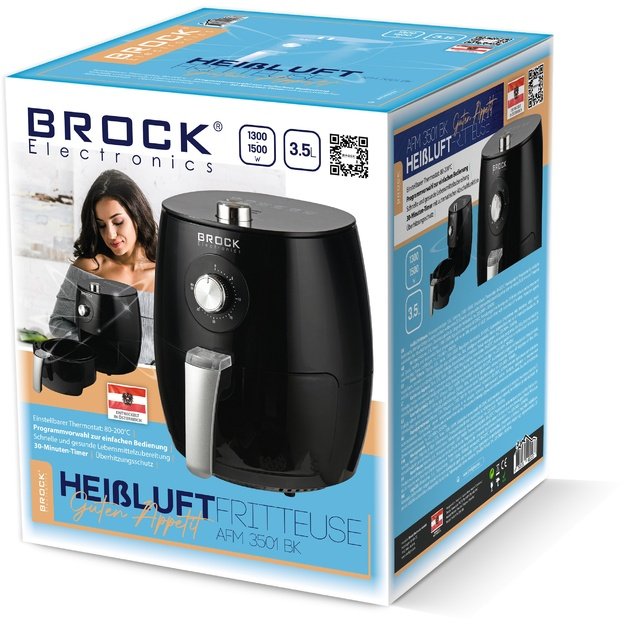 Brock AFM 3501 BK Air Fryer 3,5L 1300-1500W, Black