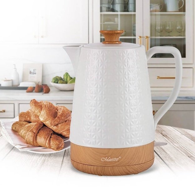 Maestro MR-076 electric kettle 1.8 L 1800 W White, Wood