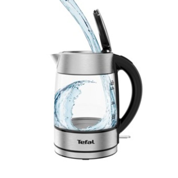 TEFAL | Kettle | KI772D | Electric | 2400 W | 1.7 L | Glass | 360&deg; rotational base | Black/Stainless Steel