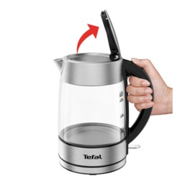 TEFAL | Kettle | KI772D | Electric | 2400 W | 1.7 L | Glass | 360&deg; rotational base | Black/Stainless Steel