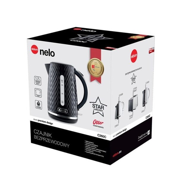 NELO kettle, capacity 1.7 l, power 2000 W, black