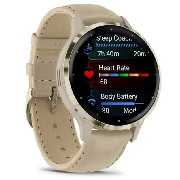 Garmin 010-02785-55 smartwatch / sport watch 3.05 cm (1.2 ) AMOLED 41 mm Digital 390 x 390 pixels Touchscreen Gold Wi-Fi GPS