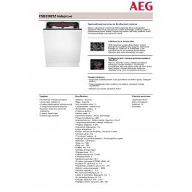 AEG FSB53927Z dishwasher Fully built-in 14 place settings D