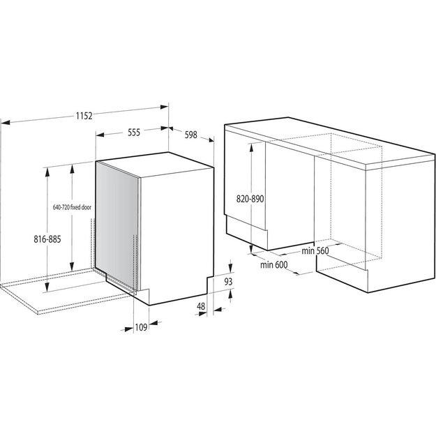 Įmontuojama indaplovė Gorenje GV643E91, 44.8 cm