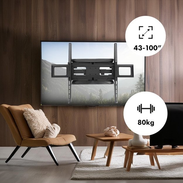 Maclean MC-423 TV Mount Full Motion Wall TV Bracket 43 -100  80kg max VESA 800x600 Adjustable Tilting Rotating Wall Distance