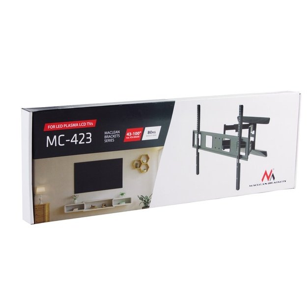 Maclean MC-423 TV Mount Full Motion Wall TV Bracket 43 -100  80kg max VESA 800x600 Adjustable Tilting Rotating Wall Distance