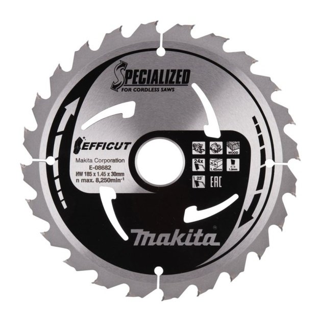 Pjovimo diskas medienai MAKITA Efficut 185x30x1,45mm 24T