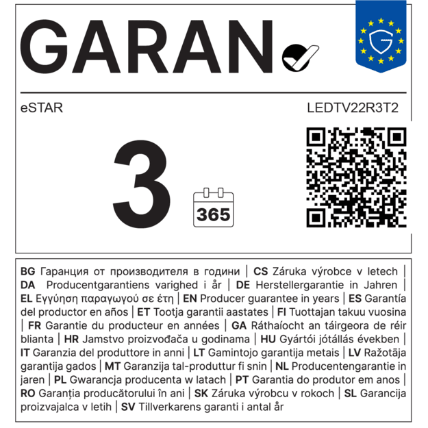 eSTAR LED TV 22 /56cm LEDTV22R3T2 Black