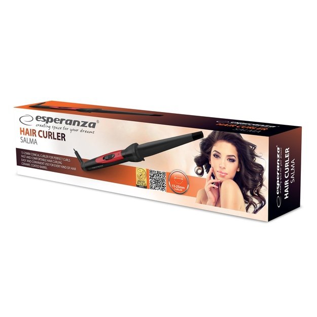 Curling iron conical Esperanza Salma EBL007 (25W, black color)