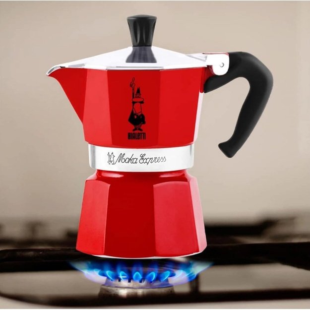 BIALETTI Moka Express 3-cup coffee maker 5466 - red