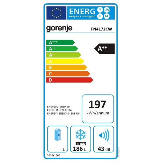 Gorenje FN4172CW freezer Drawer Freestanding 186 L E Grey