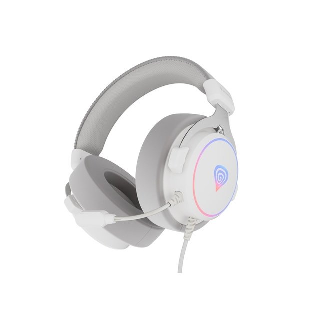 GENESIS NEON 764 RGB OVER-EAR HEADPHONES WITH MICROPHONE BACKLIGHT WHITE USB
