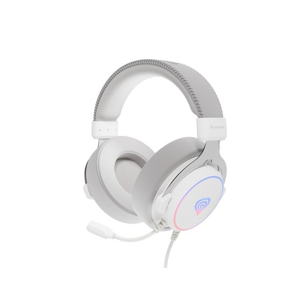 GENESIS NEON 764 RGB OVER-EAR HEADPHONES WITH MICROPHONE BACKLIGHT WHITE USB