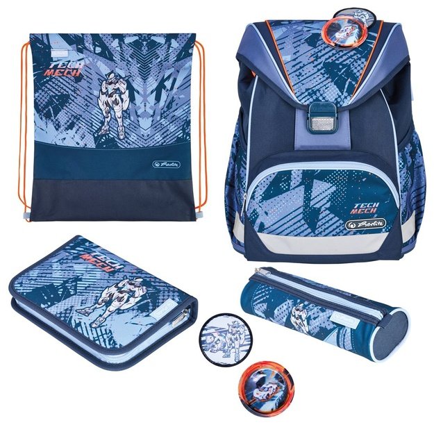 Herlitz UltraLight Plus TechMech school bag set Boy Polyester Blue, Orange