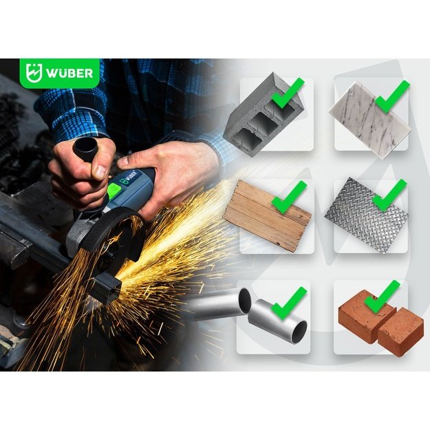 WUBER W27477 angle grinder 125mm 850W + 10 discs