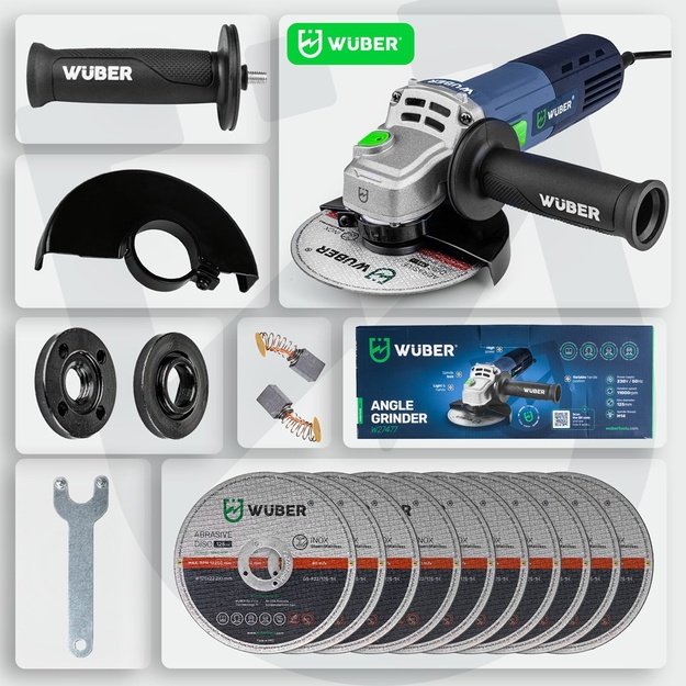 WUBER W27477 angle grinder 125mm 850W + 10 discs