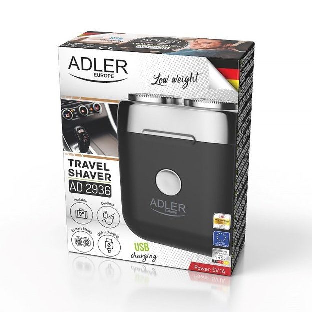 Adler | Travel Shaver | AD 2936 | Operating time (max) 35 min | Lithium Ion | Black