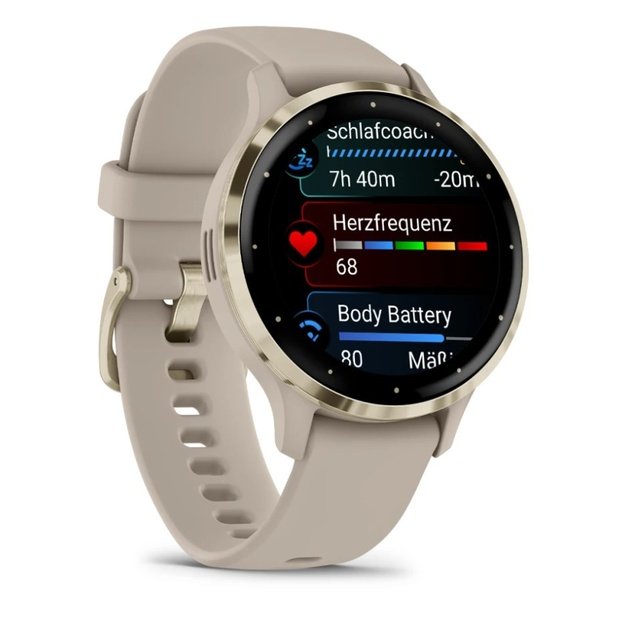Garmin Venu 3S 3.05 cm (1.2 ) AMOLED 41 mm Digital 390 x 390 pixels Touchscreen Gold, Grey Wi-Fi GPS (satellite)