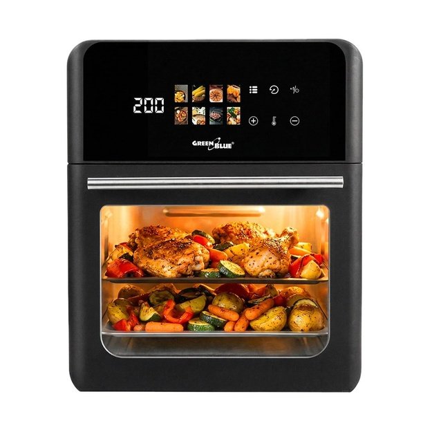 GreenBlue AIR FRYER Oil-Free Air Fryer, 1800W, 10L capacity, 8 programs, accessories, timer, GB950