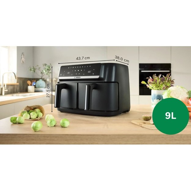 Bosch Serie 4 MAFD440B7 fryer Double 9 L 2500 W Hot air fryer Black