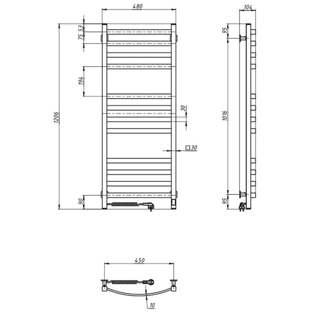 Elektrinis rank&scaron;luosčių džiovintuvas Navin Avalon 480*1200 Sensor, baltas, 12-103155-4812, kairinis