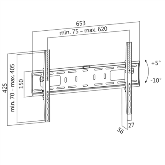 Logilink BP0018 TV Wall mount, 37 -70 , tilt+5&deg;-10&deg;, 56mm | Logilink
