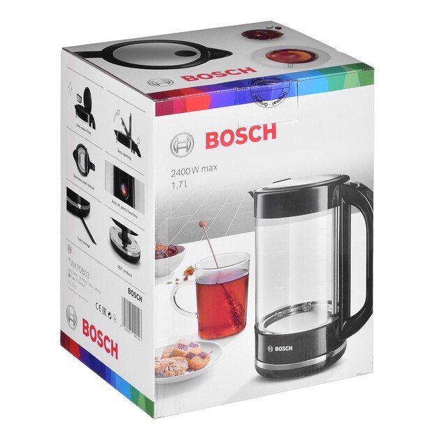 Bosch TWK70B03 electric kettle 1.7 L 2400 W Black, Transparent 1