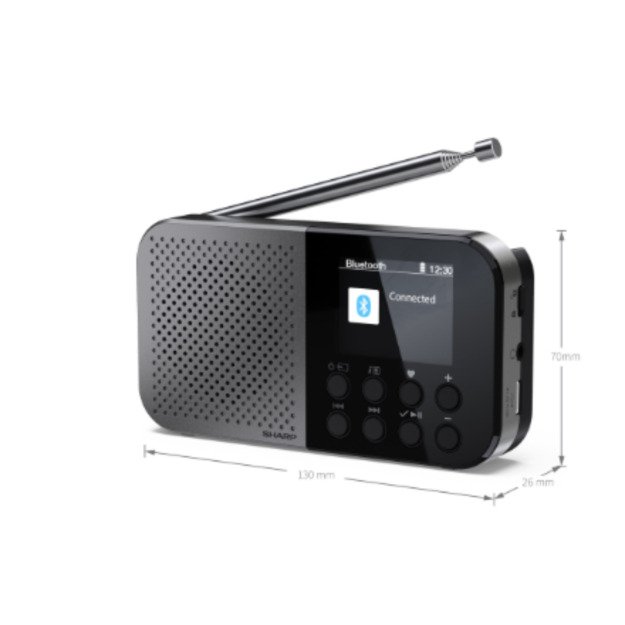 Sharp OSAKA Pocket/Handheld Portable Digital Radio | DR-P520(GY) | Bluetooth 3