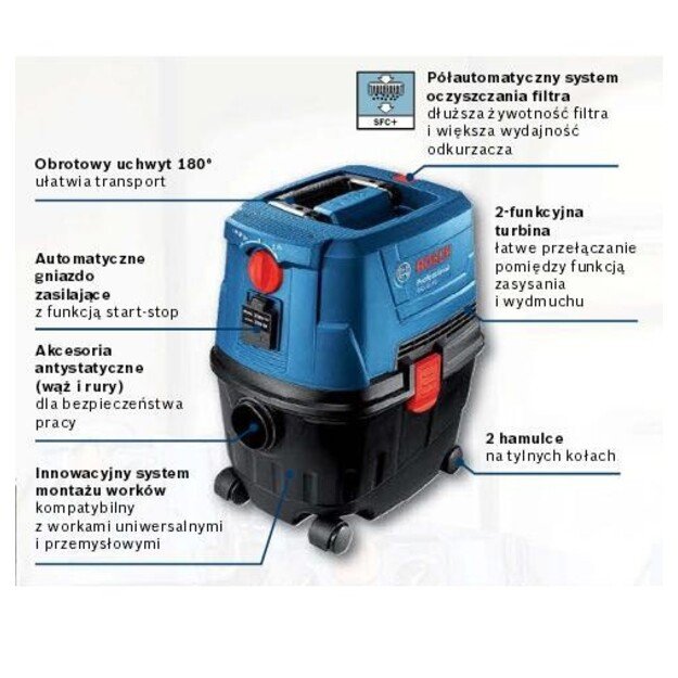 BOSCH VACUUM CLEANER 1100W 15L GAS 15 PS AUTOMATIC POWER SOCKET