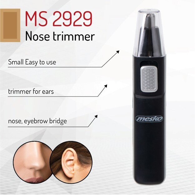 Mesko | Nose trimmer | MS 2929 | Nose/Ear trimmer | Black 1