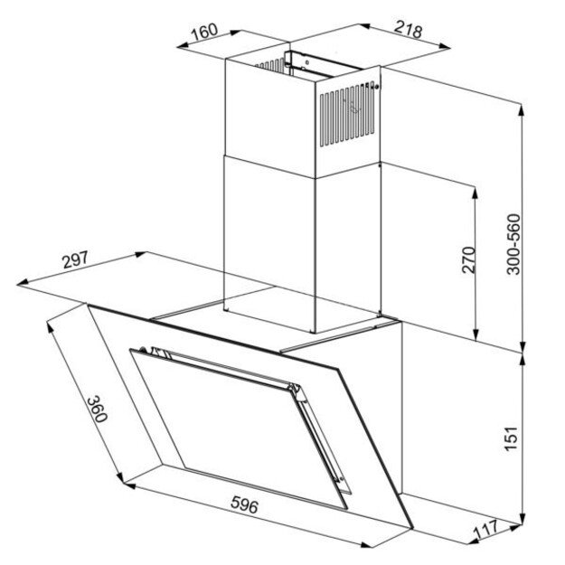 Vertical Eco Duo Glass Wall-mounted chimney hood Black 1