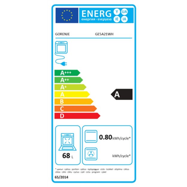 Gorenje Cooker | GE5A21WH | Hob type Electric | Oven type Electric | White | Width 50 cm | Grilling | Depth 59.4 cm | 68 L 5