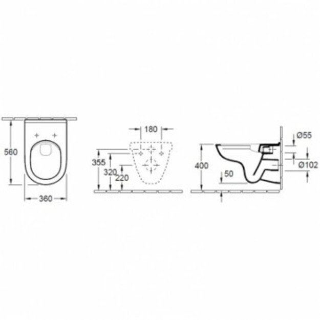 Pakabinamas klozetas V&B O.Novo Rimless su soft close dangčiu 5660HR01 000051218501