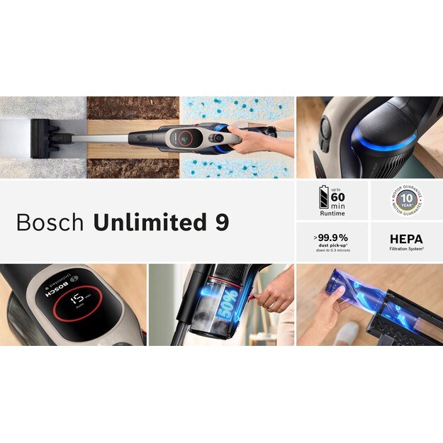 Bosch BCS931GAC stick vacuum/electric broom Battery Dry HEPA Bagless 0.4 L Graphite 3 Ah 1