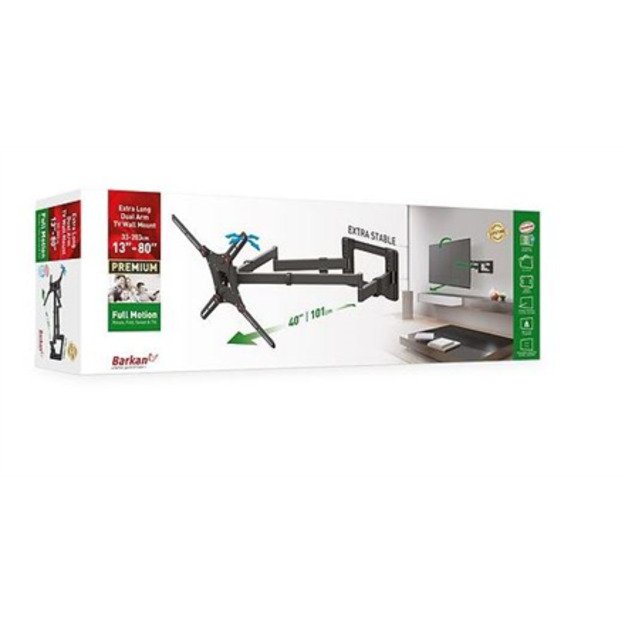 BARKAN BM464XL 13-80  lygiam/lenktam TV, 4 lankstų, sieninis, juodas, labai ilgas 3