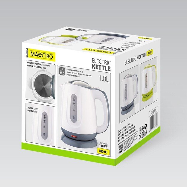Electric kettle MAESTRO MR013 1 L 1100 W (MR-013-GREEN) Green, White 1