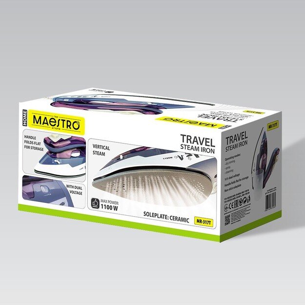 Steam iron MAESTRO MR-317T 1100W travel iron Purple 1