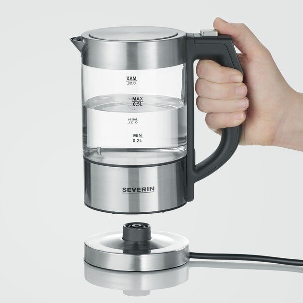 Severin WK 3458 electric kettle 0.5 L 1100 W Black, Transparent 6