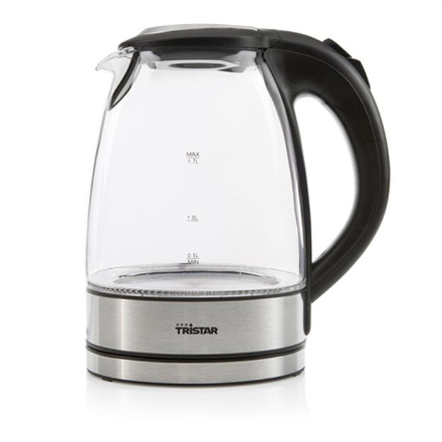 Tristar | Glass Kettle with LED | WK-3377 | Electric | 2200 W | 1.7 L | Glass | 360° rotational base | Black