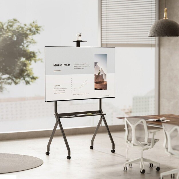 Maclean TV stand / cart, camera shelf, on casters, 55-100 , max load 120kg/10kg shelf, max. VESA 900x600, black, MC-114 B