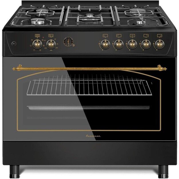 Ravanson KWGE-K90-6 TOP CHEF cooker Freestanding cooker Electric Gas Black