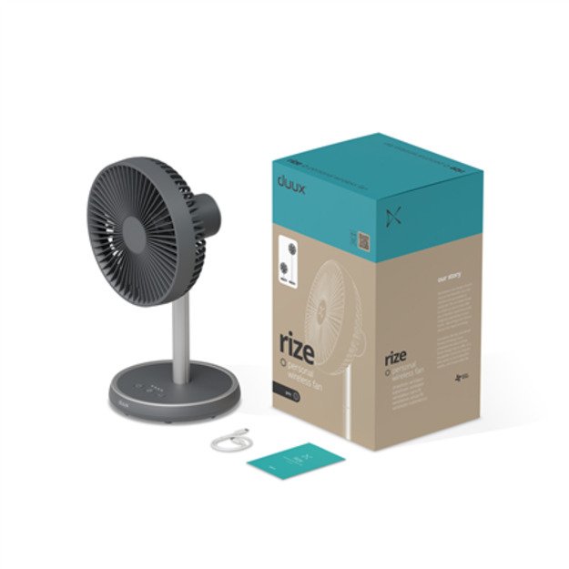 Duux Fan | Rize Flex | Stand Fan | Grey | Diameter 21 cm | Number of speeds 4 | Oscillation | 10 W